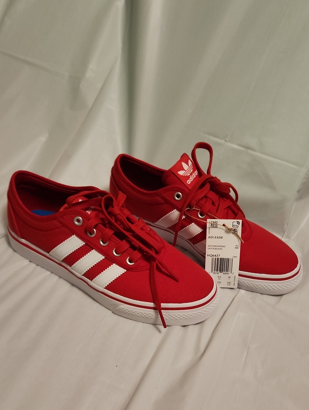 adidas ADI EASE Red Canvas Sneakers with White Stripes BNWT in Box Unworn